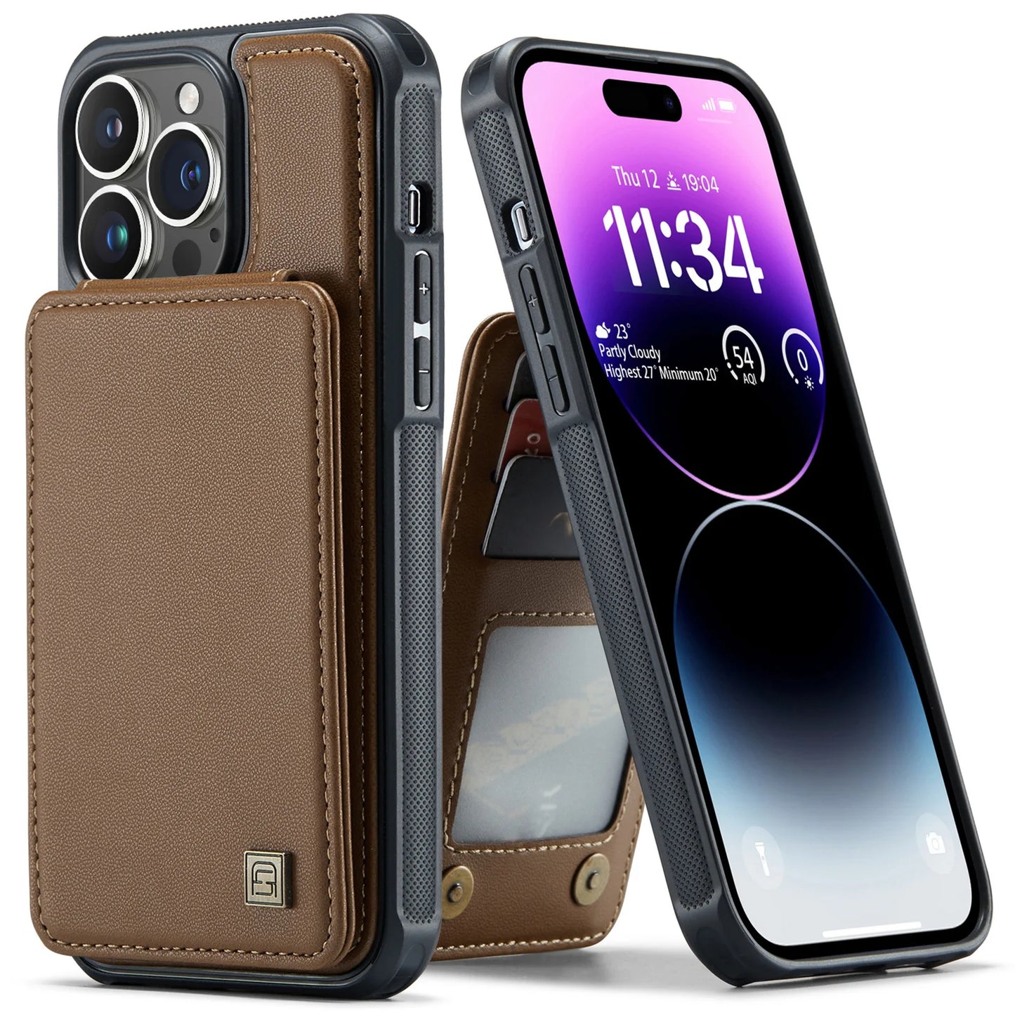 Magnetic Leather Wallet Case with Card Holder for iPhone