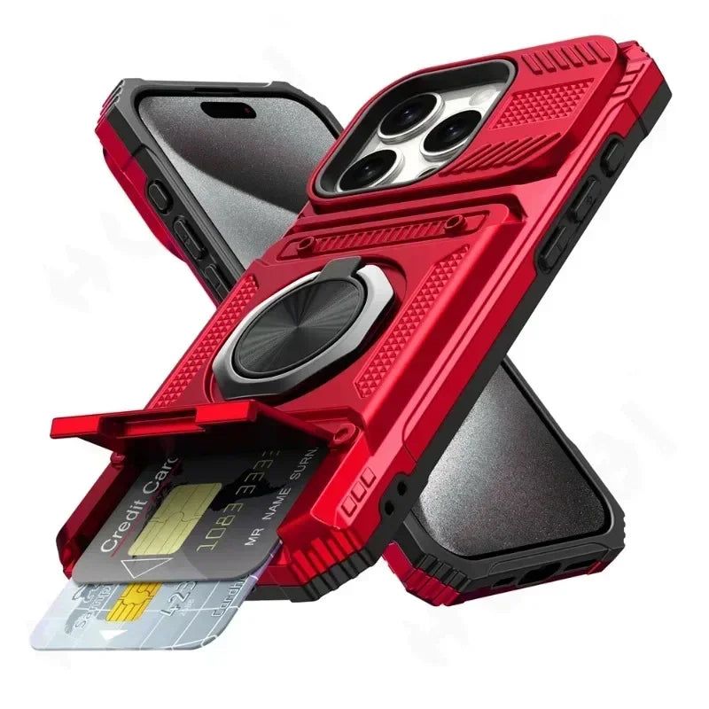 Magnetic iPhone Wallet Case with Ring Kickstand