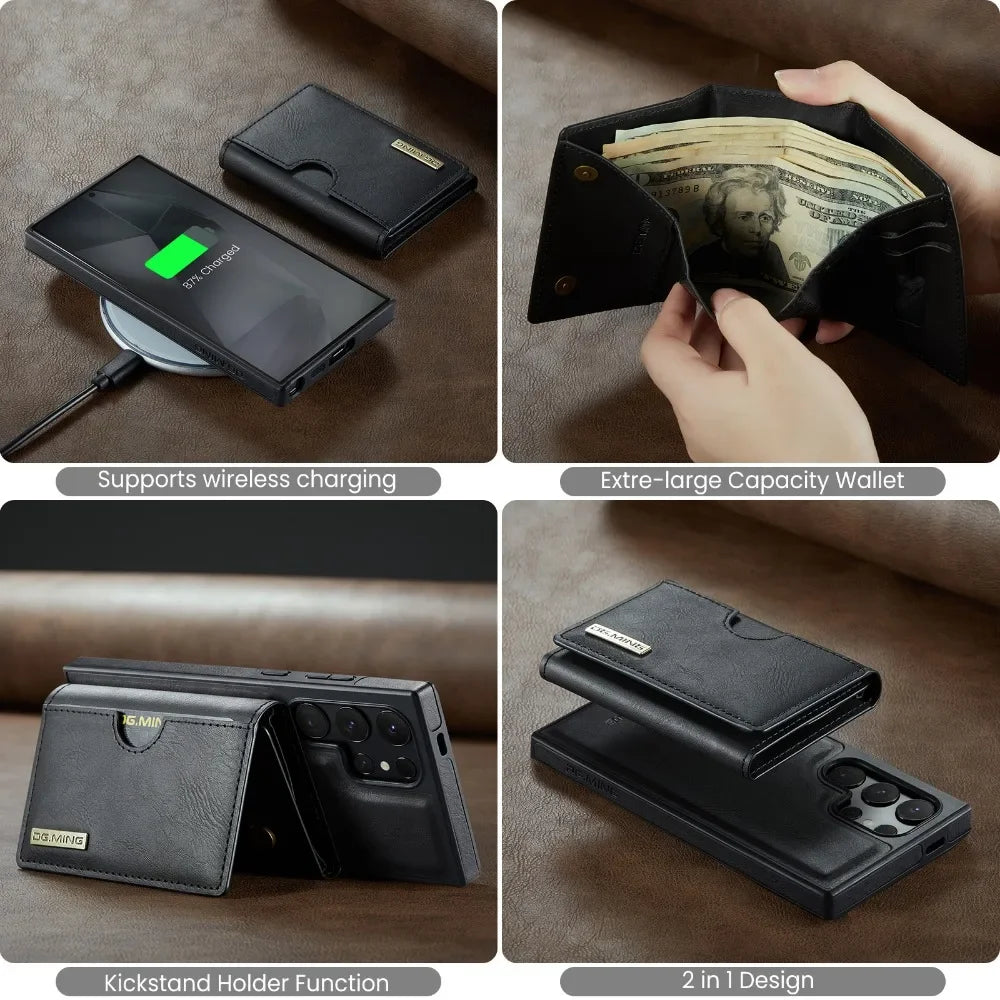 Detachable Magnetic Wallet Case with RFID for Samsung Galaxy