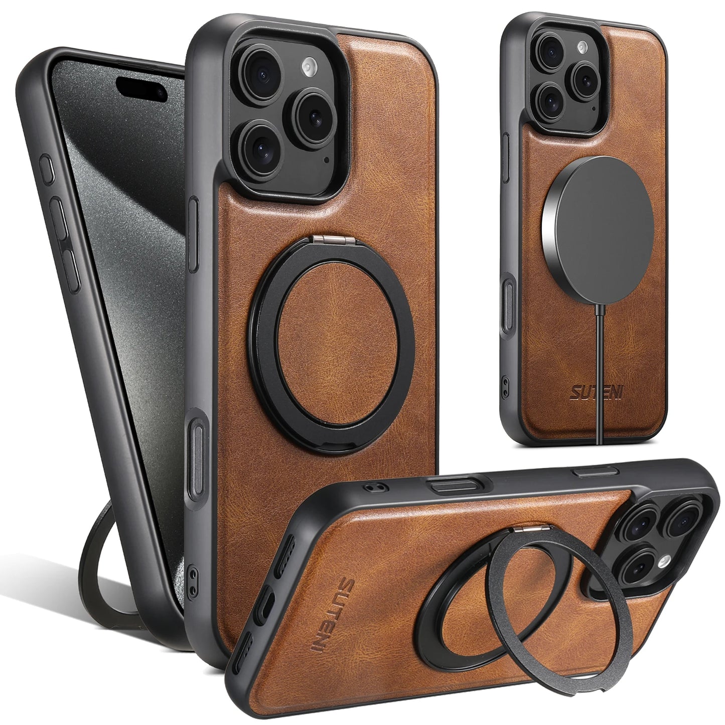 PU Leather Rotating Stand Case for iPhone