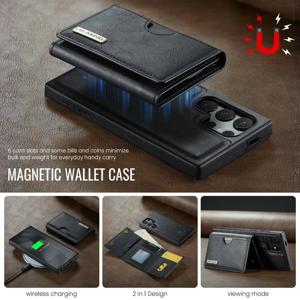 Detachable Magnetic Wallet Case with RFID for Samsung Galaxy