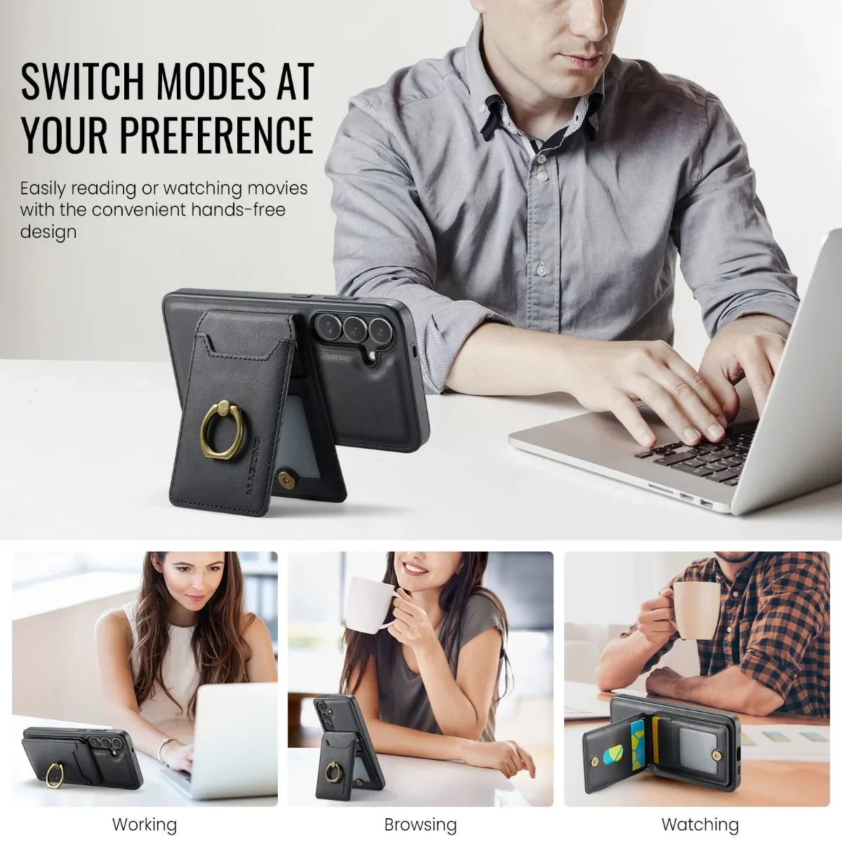 Magnetic Leather Phone Case with Card Holder for Samsung