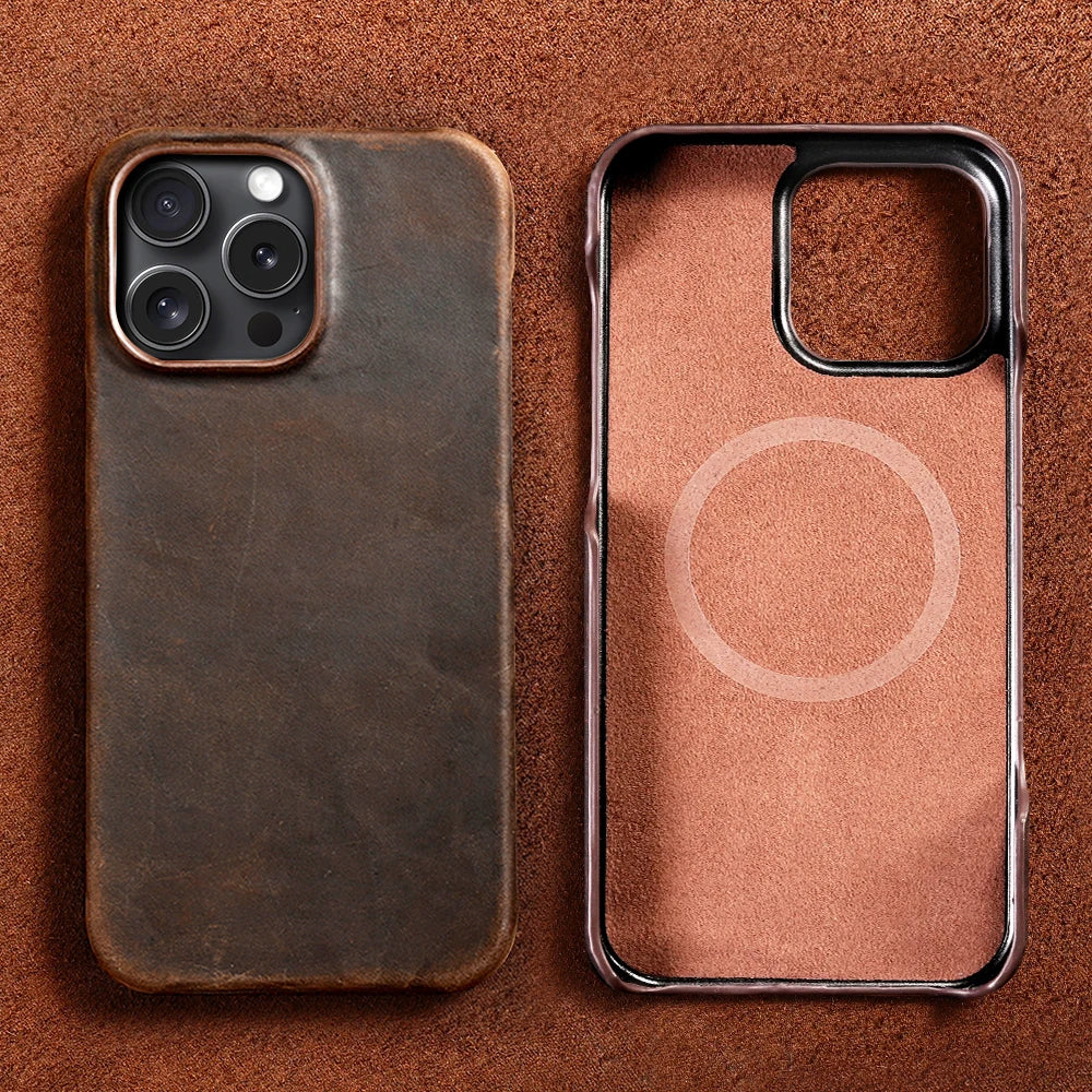 Luxury Full Grain Leather Magsafe Case for iPhone