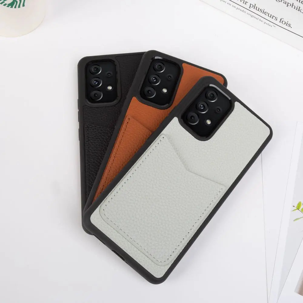 Genuine Leather Card Holder Case for Samsung Galaxy