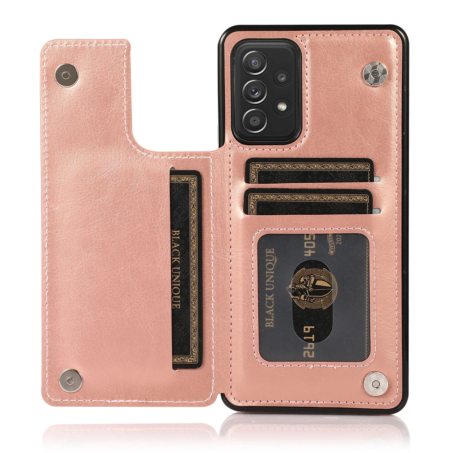 Flip Leather Wallet Case with Card Holder for Samsung