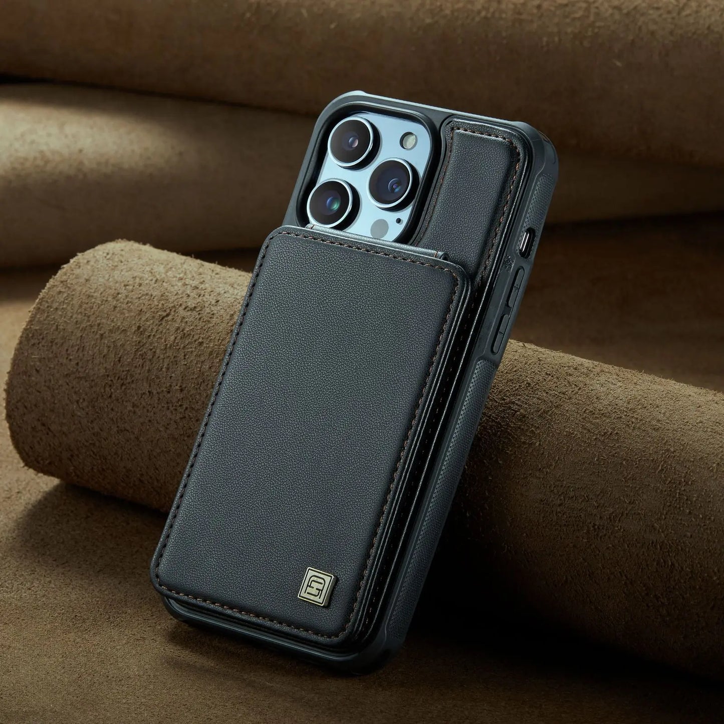 Magnetic Leather Wallet Case with Card Holder for iPhone