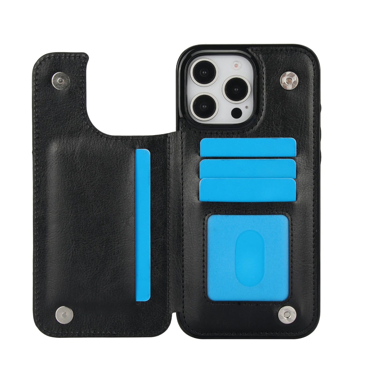 PU Leather Case with Kickstand Card Holder for iPhone - CaseifyTrend