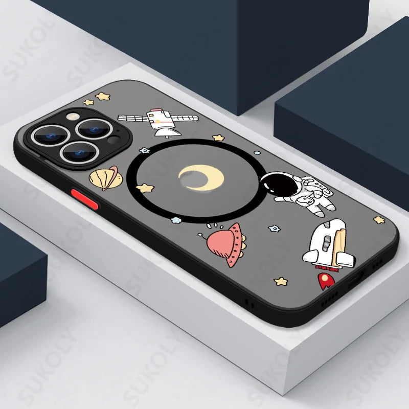 Magnetic Magsafe Moon Astronaut Case for iPhone - CaseifyTrend