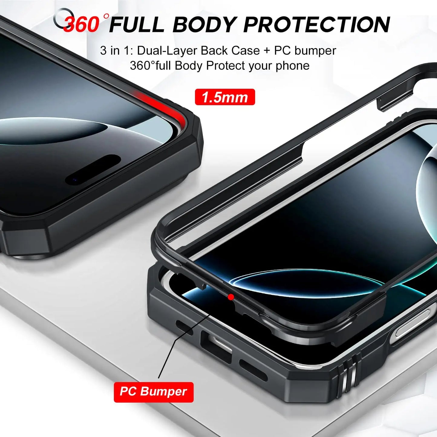 Military Armor iPhone Case with Camera Slide & 360° Stand