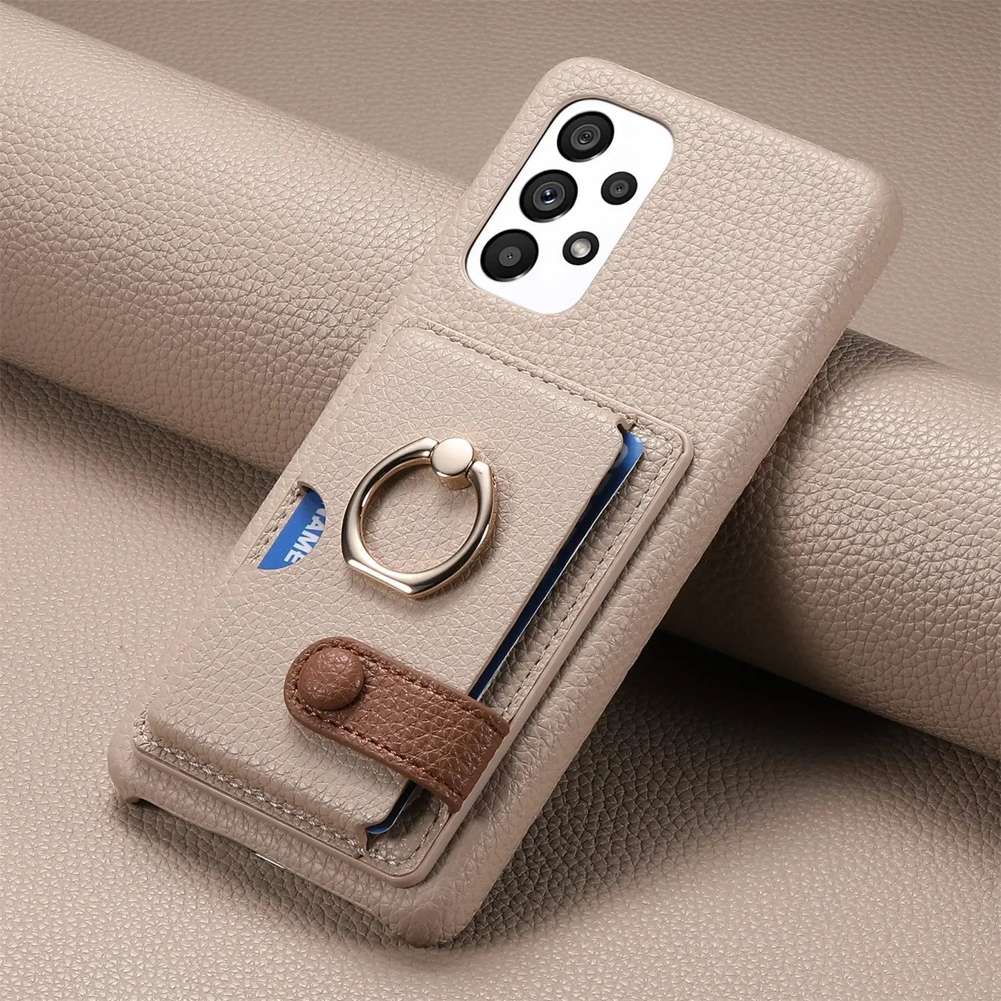 Leather Wallet Phone Case with Ring for Samsung Galaxy Series