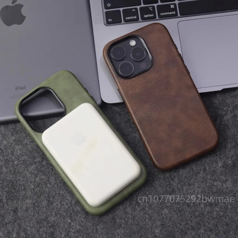 Retro Leather Magnetic Case for iPhone