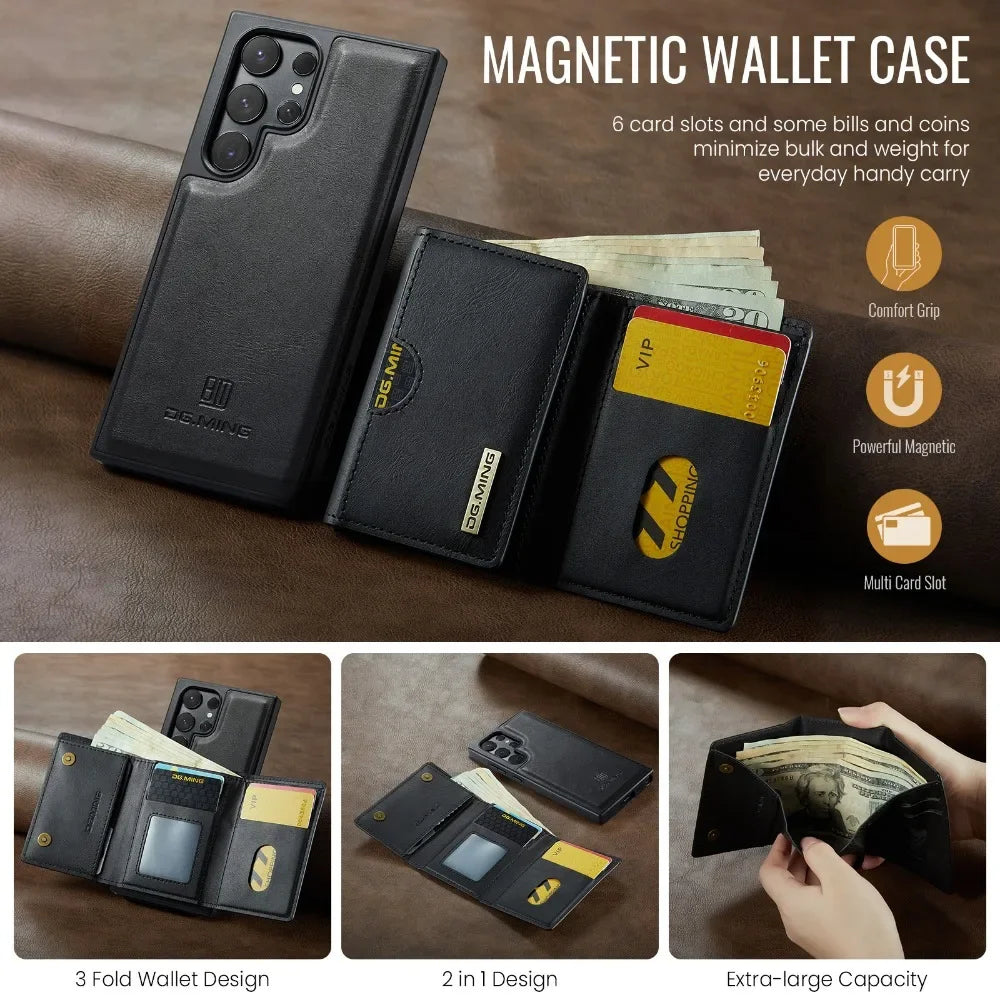 Detachable Magnetic Wallet Case with RFID for Samsung Galaxy