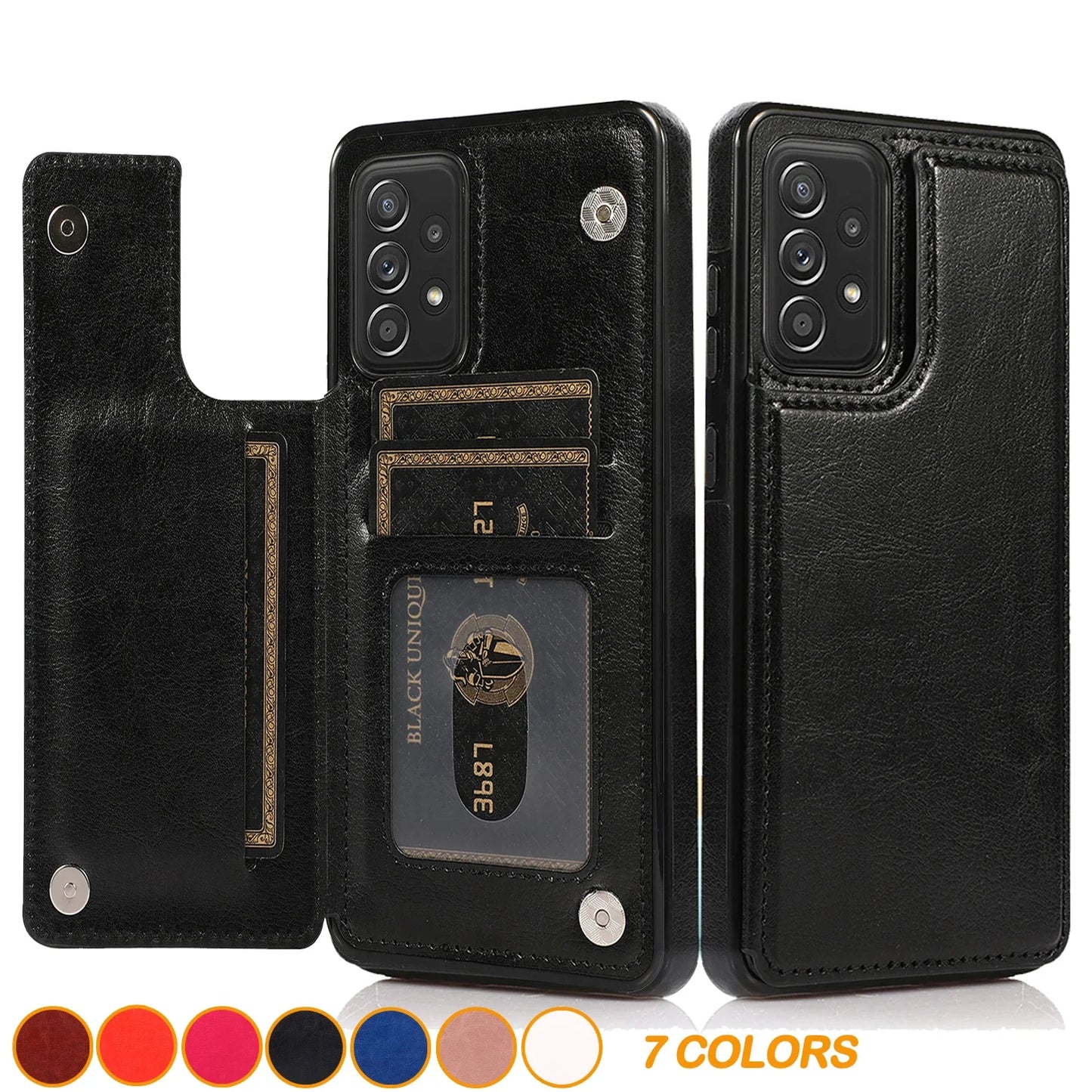 Flip Leather Wallet Case with Card Holder for Samsung