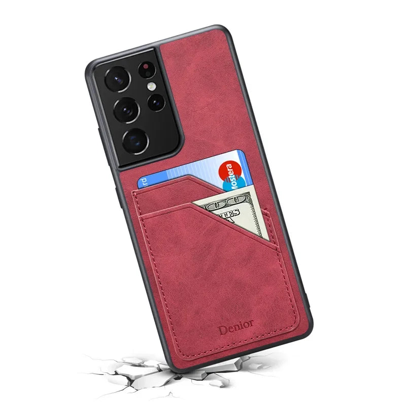 Luxury Leather Samsung Case with Card Holder & Stand