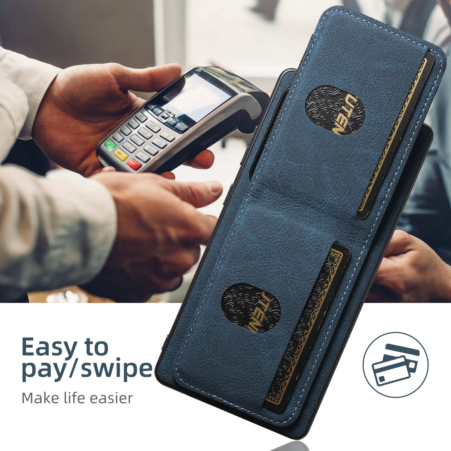 Luxury PU Leather Card Holder Stand Case for Samsung