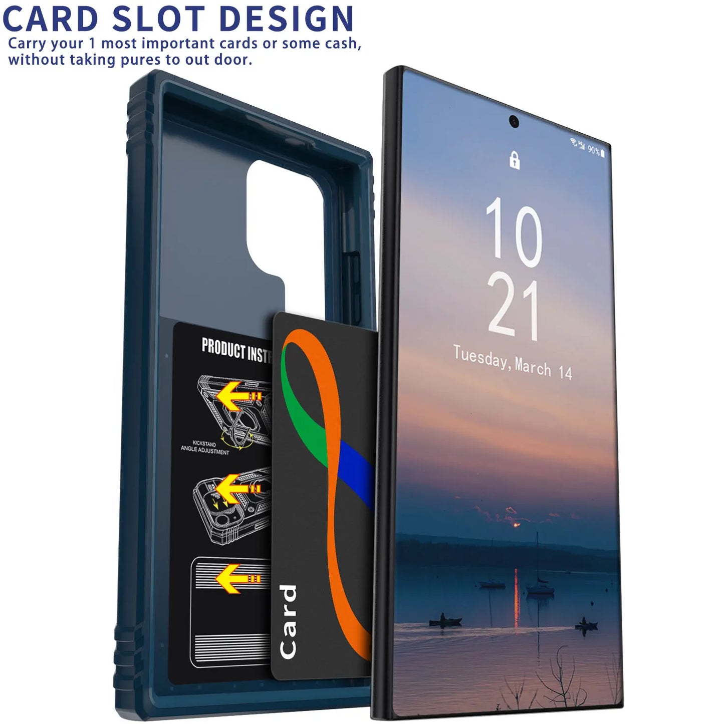 Samsung S22 Ring Kickstand Card Slot Shockproof Case