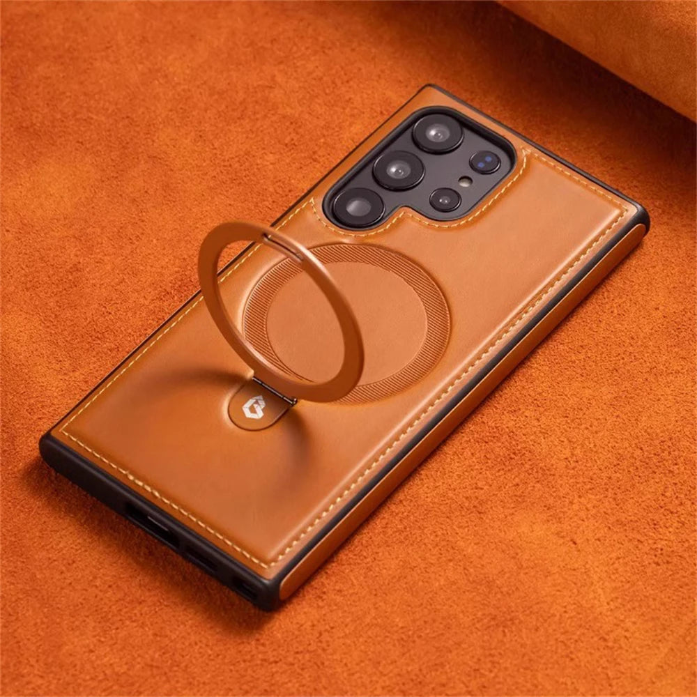 Business Retro Leather Magnetic Case for Samsung Galaxy