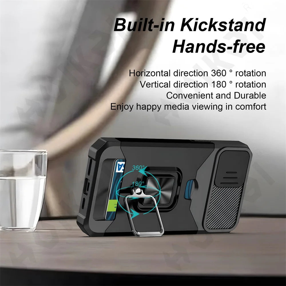 iPhone Wallet Case with Card Holder Ring Stand