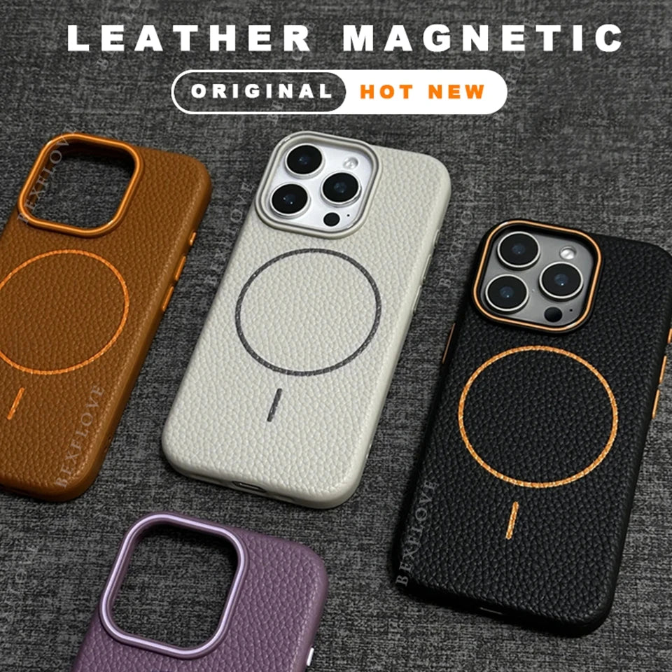 Leather Magnetic Magsafe Case for iPhone - CaseifyTrend