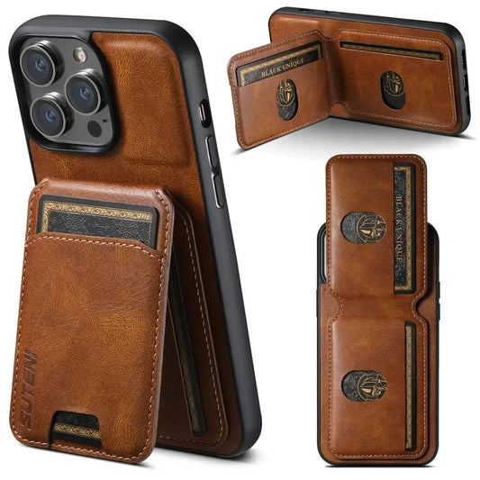 Luxury Magnetic Leather Wallet Case with Card Holder for iPhone