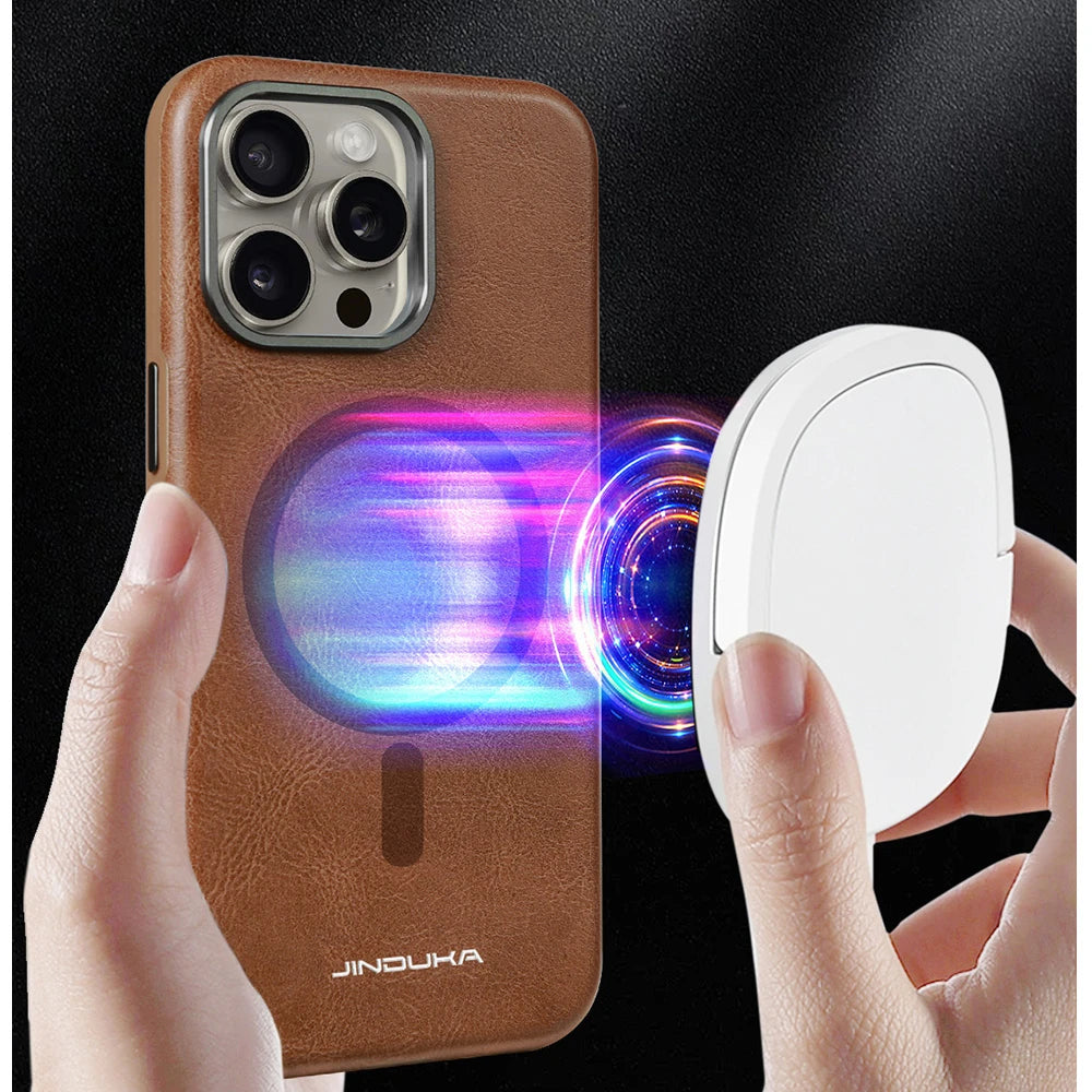 Luxury Ultra Thin Leather Magsafe Case for iPhone