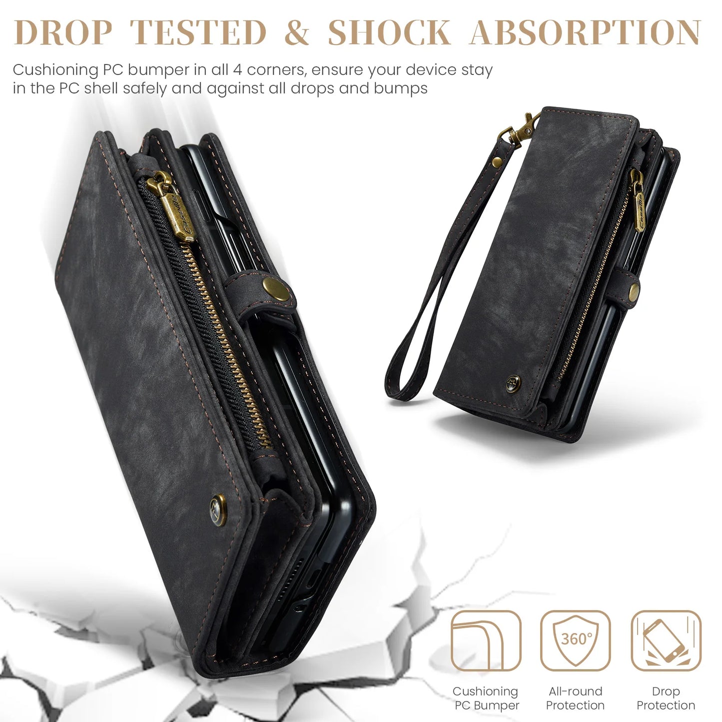 PU Leather Wallet Flip Case with Card Holder for Samsung Z Fold