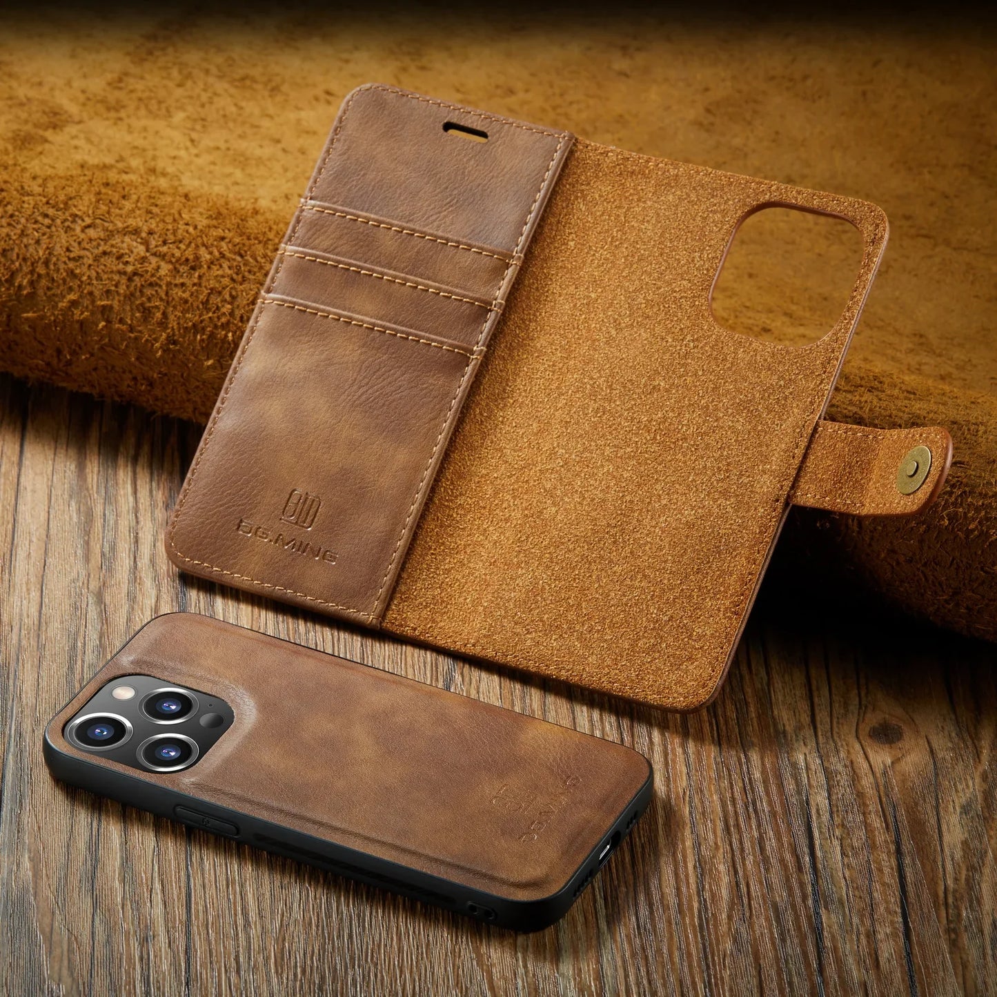 Detachable Magnetic Leather Wallet Case for iPhone