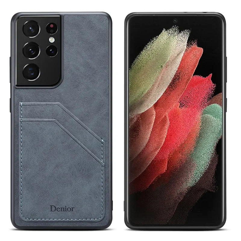 Luxury Leather Samsung Case with Card Holder & Stand