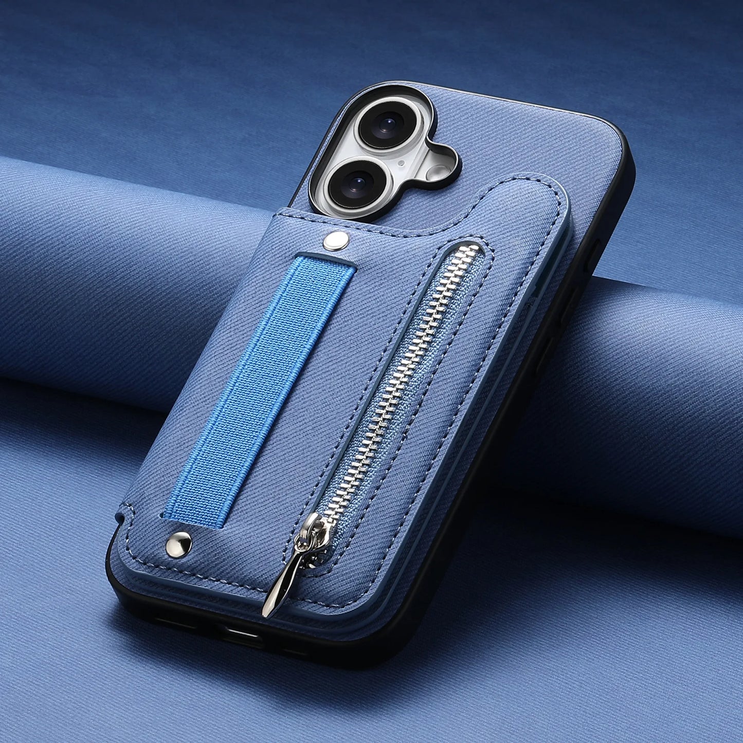 Leather Wallet Phone Case with Wrist Strap and Card Holder