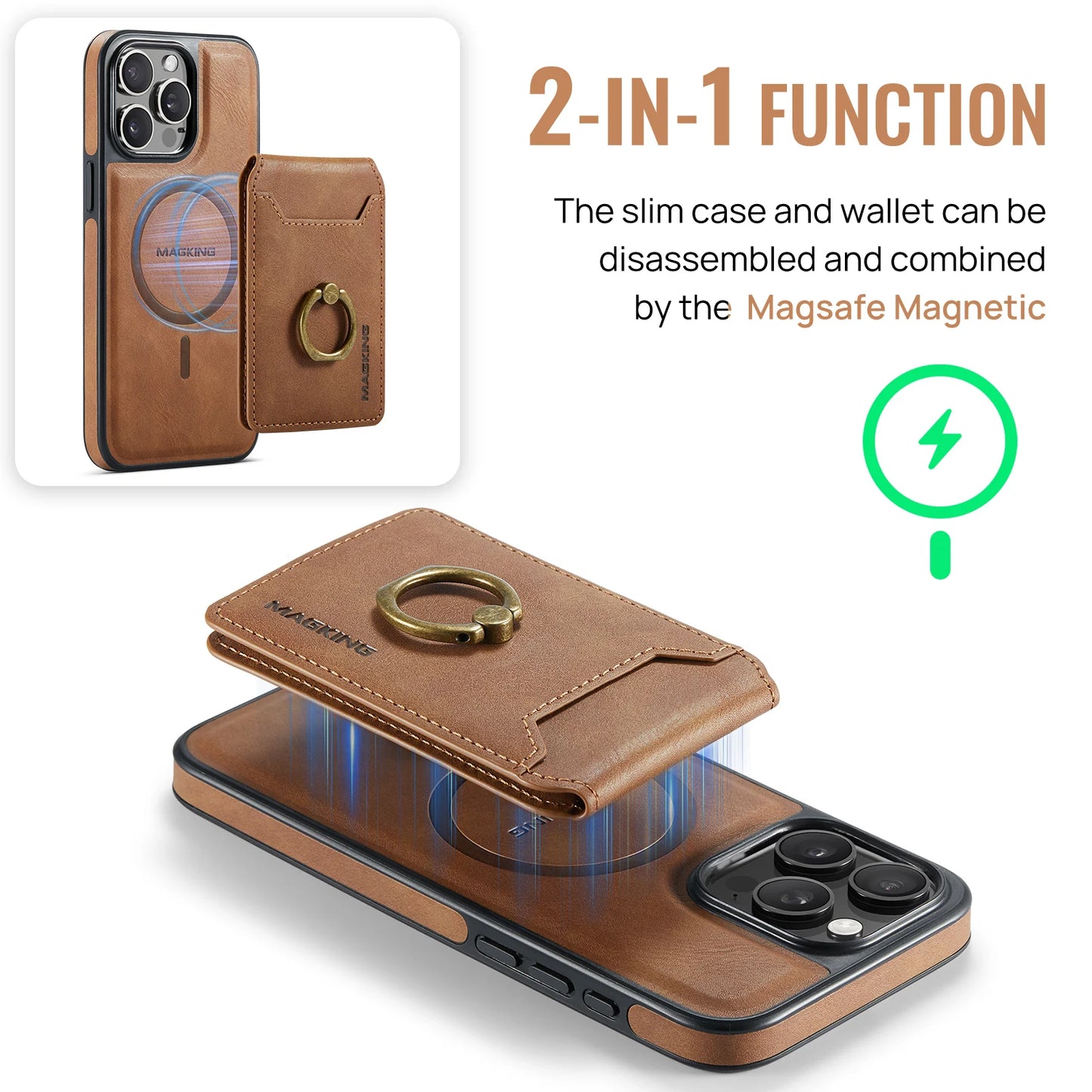 2-in-1 Detachable Leather Wallet Case for iPhone