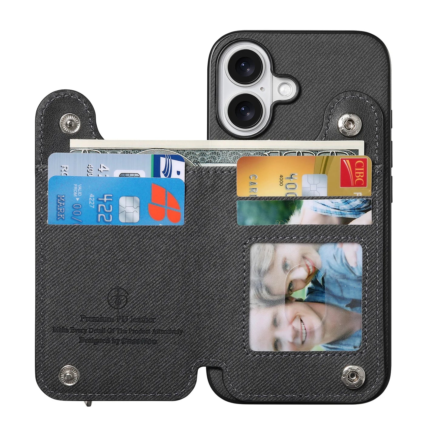 Leather Wallet Phone Case with Wrist Strap and Card Holder