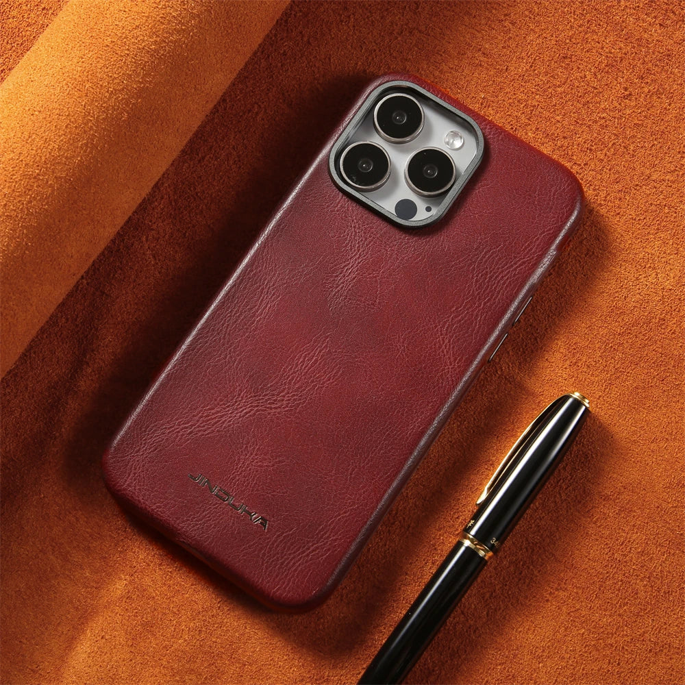 Luxury Ultra Thin Leather Magsafe Case for iPhone