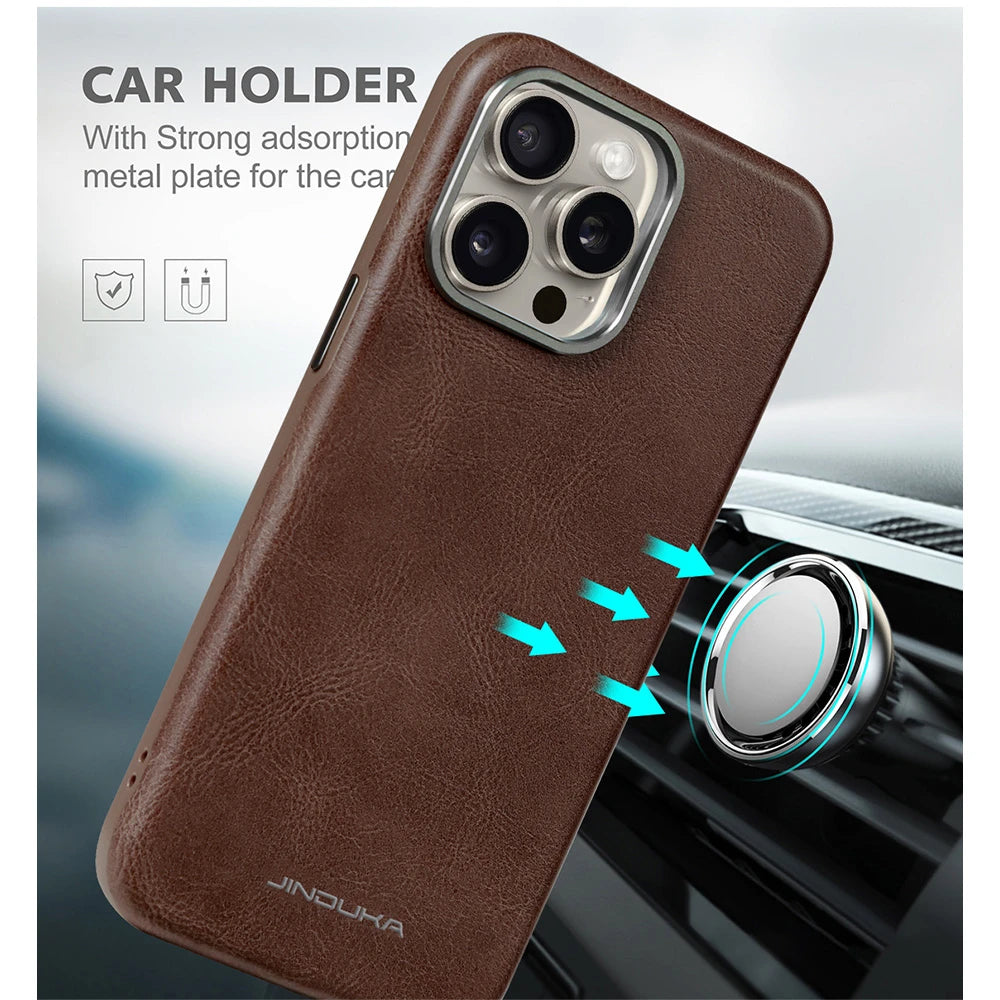 Luxury Ultra Thin Leather Magsafe Case for iPhone
