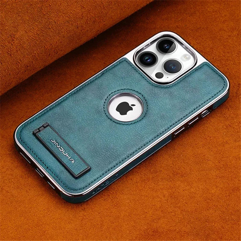 Luxury Leather Kickstand Case for iPhone