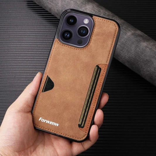 Retro Card Holder Leather Case for iPhone - CaseifyTrend