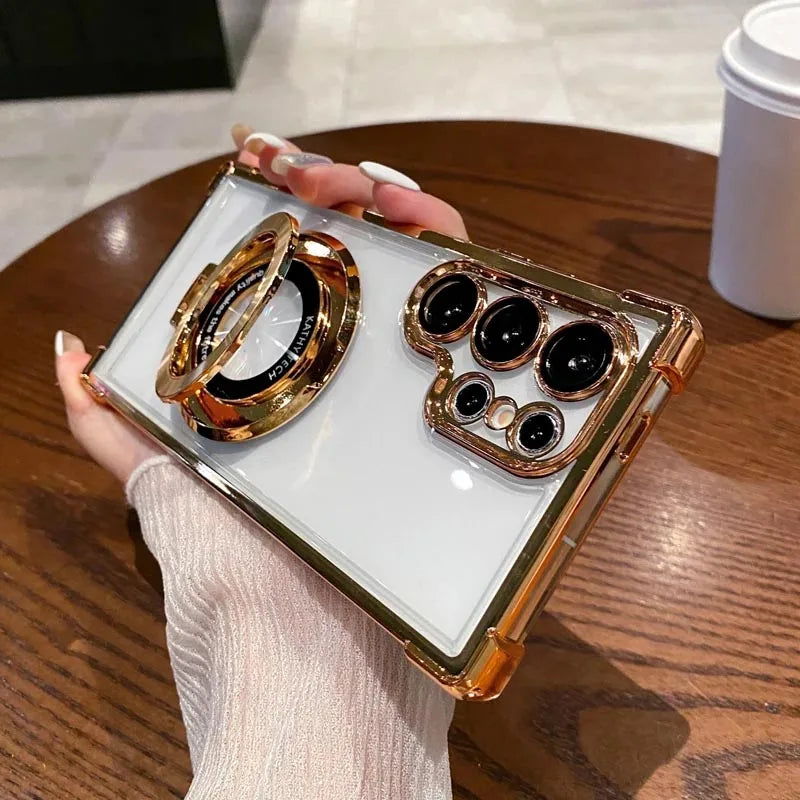 Luxury Magnetic Plating Stand Case for Samsung - CaseifyTrend