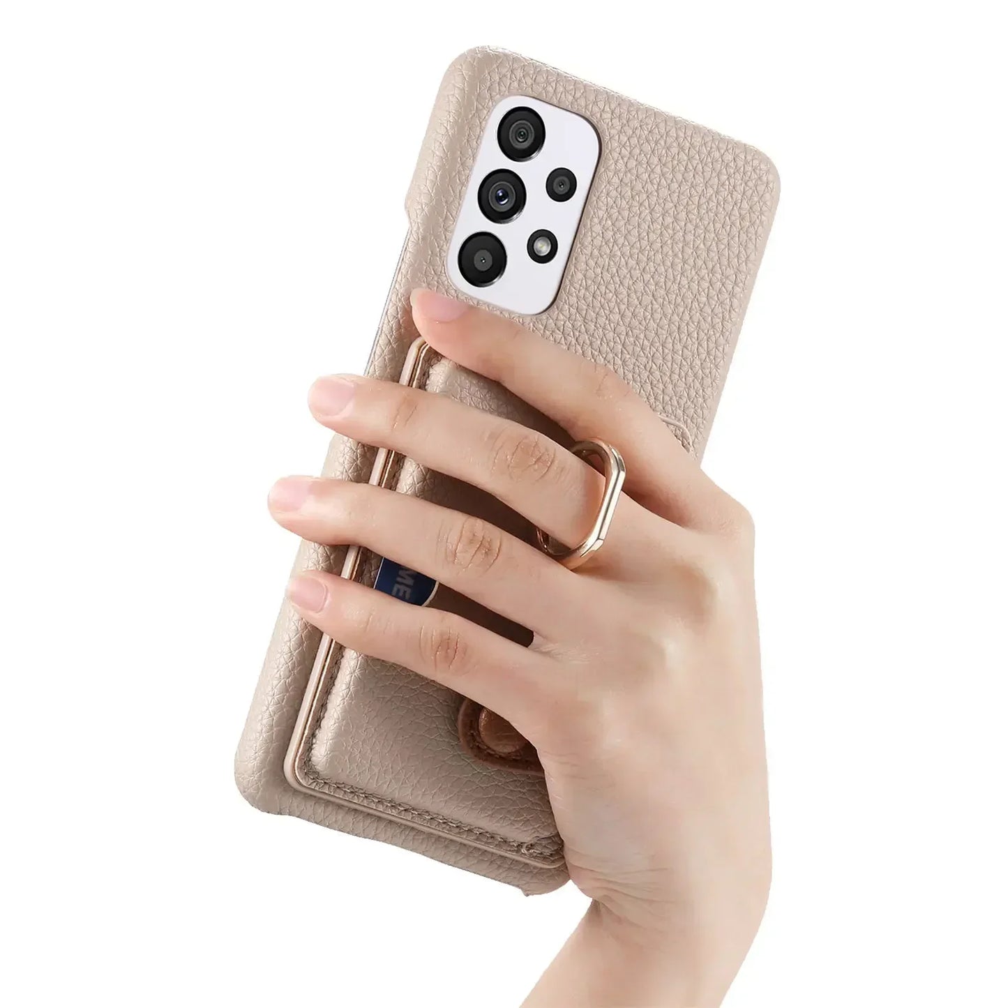 Leather Wallet Phone Case with Ring for Samsung Galaxy Series