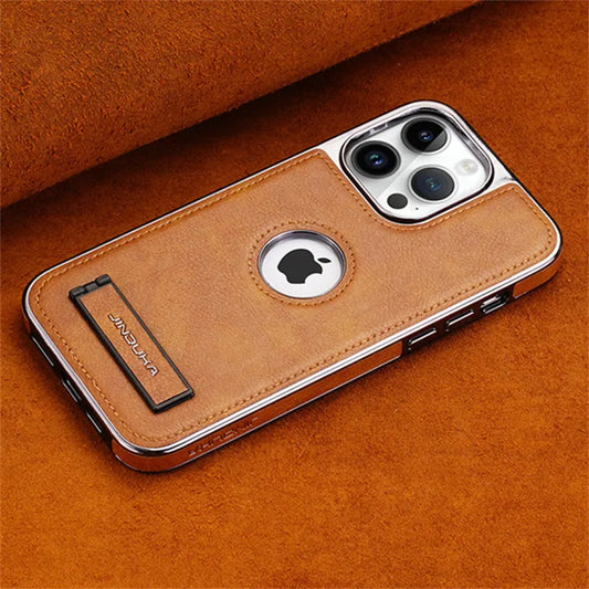 Luxury Leather Kickstand Case for iPhone