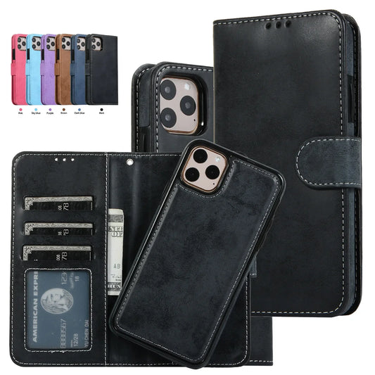 Luxury Leather Flip Wallet Card Case for iPhone