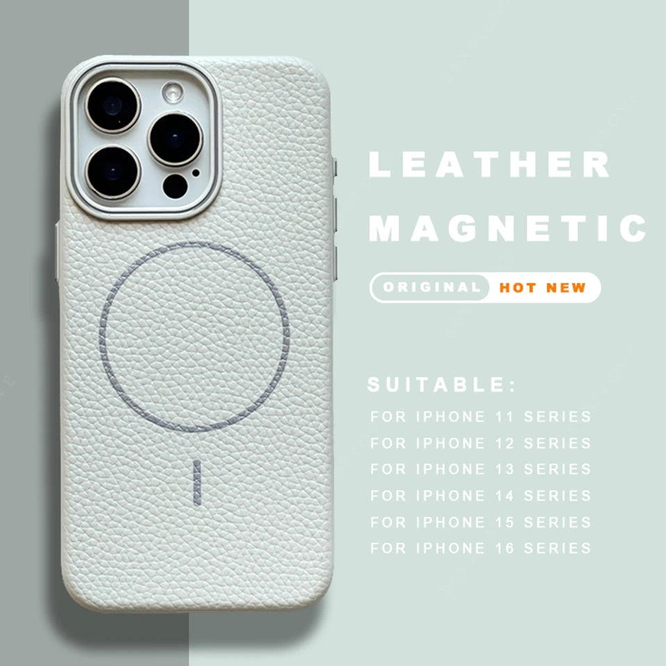 Leather Magnetic Magsafe Case for iPhone - CaseifyTrend