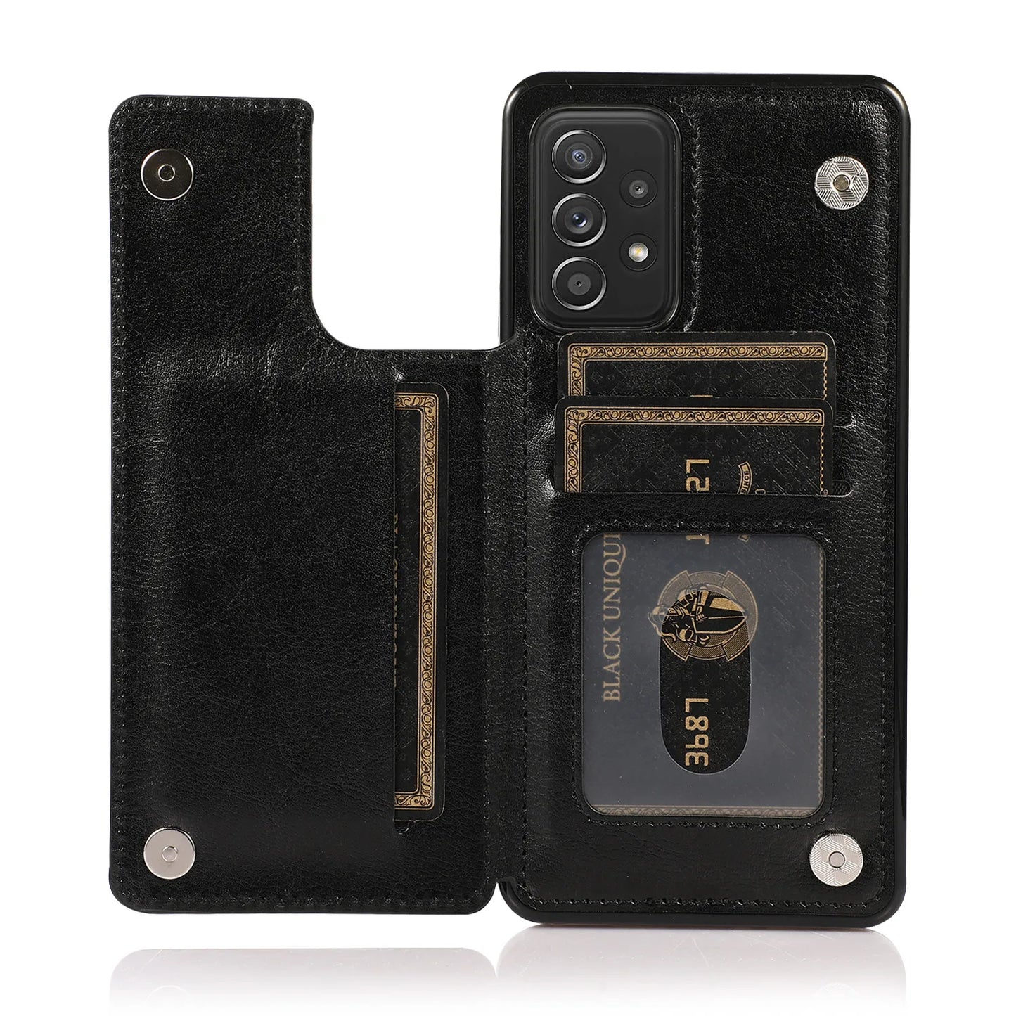 Flip Leather Wallet Case with Card Holder for Samsung