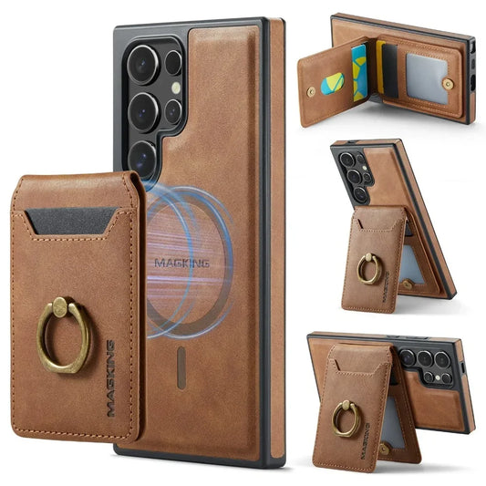 Detachable Magnetic Leather Wallet Case with Card Holder for Samsung