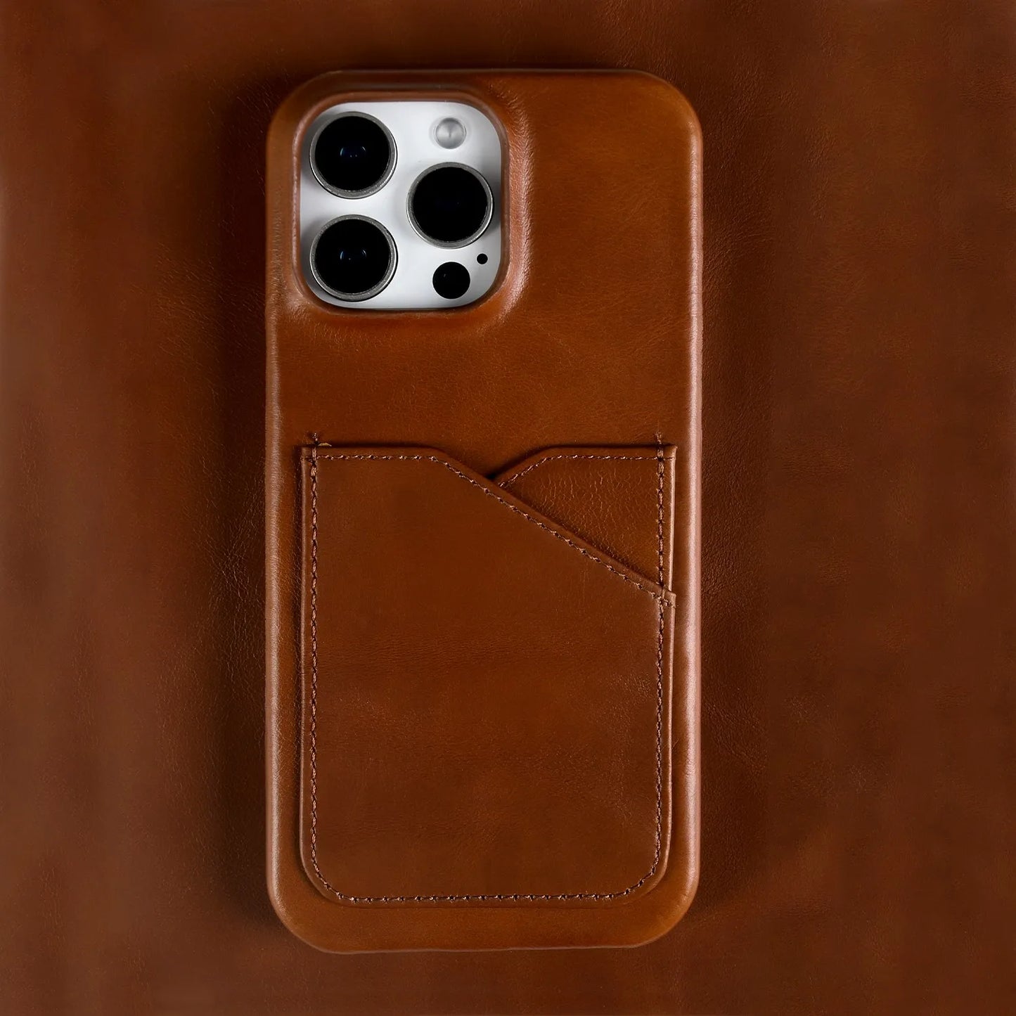 Vintage Genuine Leather iPhone Case with Card Slot Full Cover