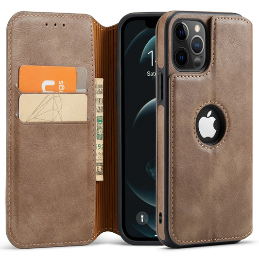 Magnetic Leather Wallet Case with RFID Blocking for iPhone