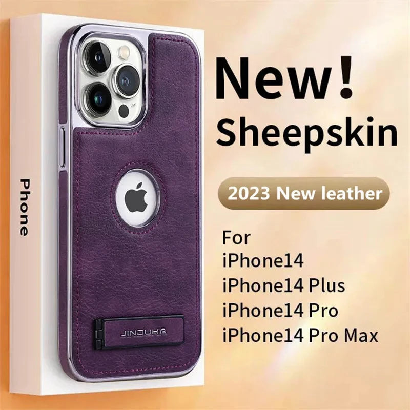 Luxury Leather Kickstand Case for iPhone
