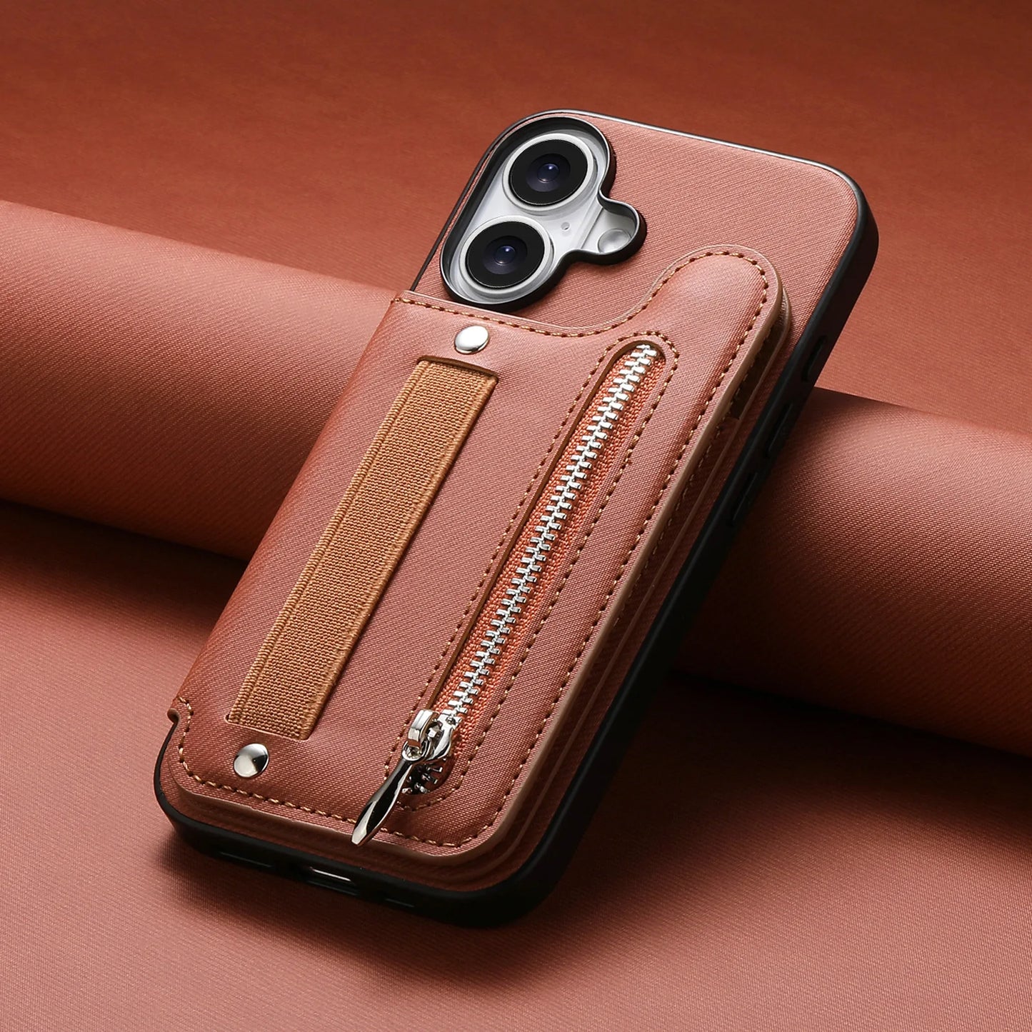 Leather Wallet Phone Case with Wrist Strap and Card Holder