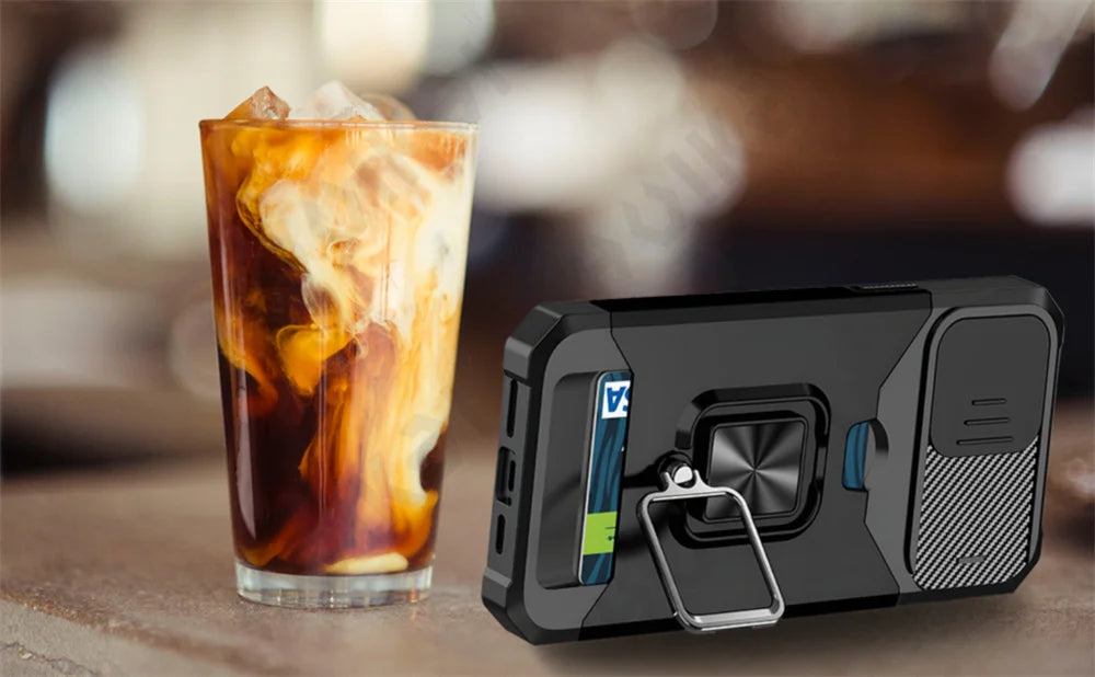 iPhone Wallet Case with Card Holder Ring Stand