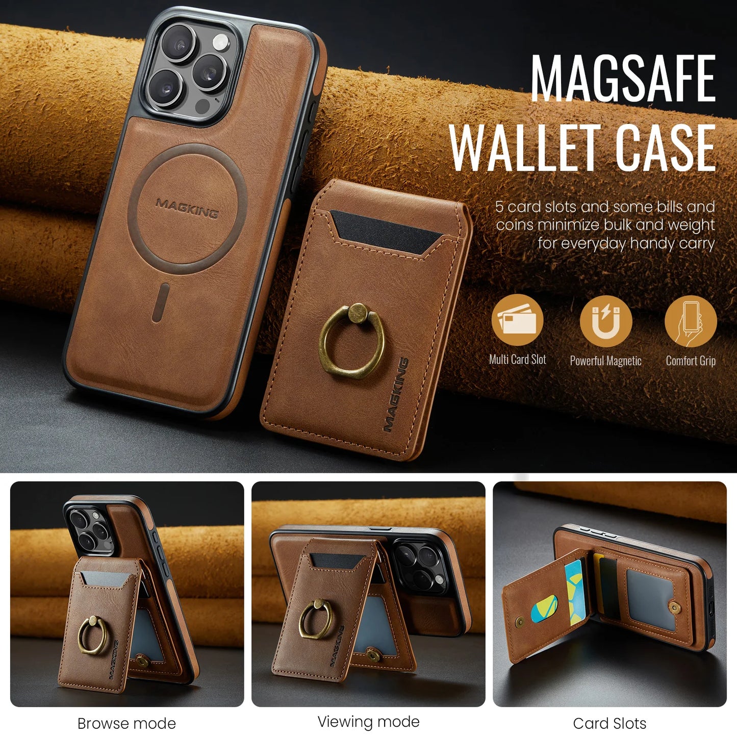 2-in-1 Detachable Leather Wallet Case for iPhone