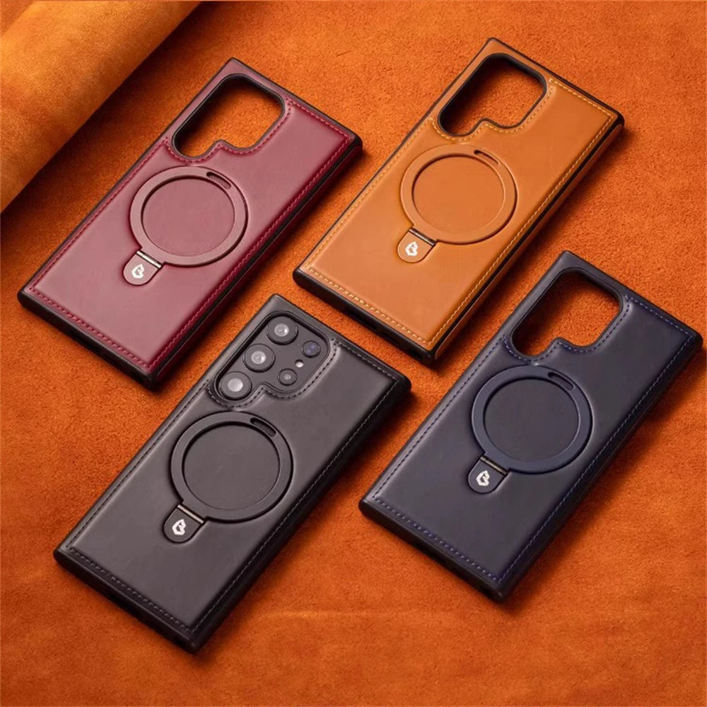 Business Retro Leather Magnetic Case for Samsung Galaxy