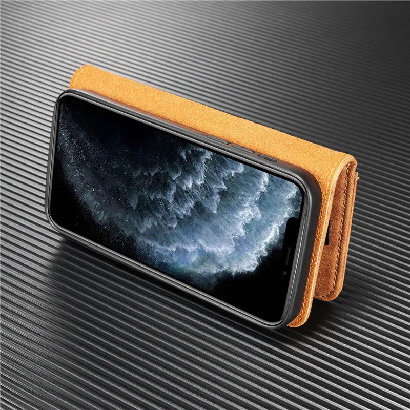 Detachable Magnetic Leather Wallet Case for iPhone